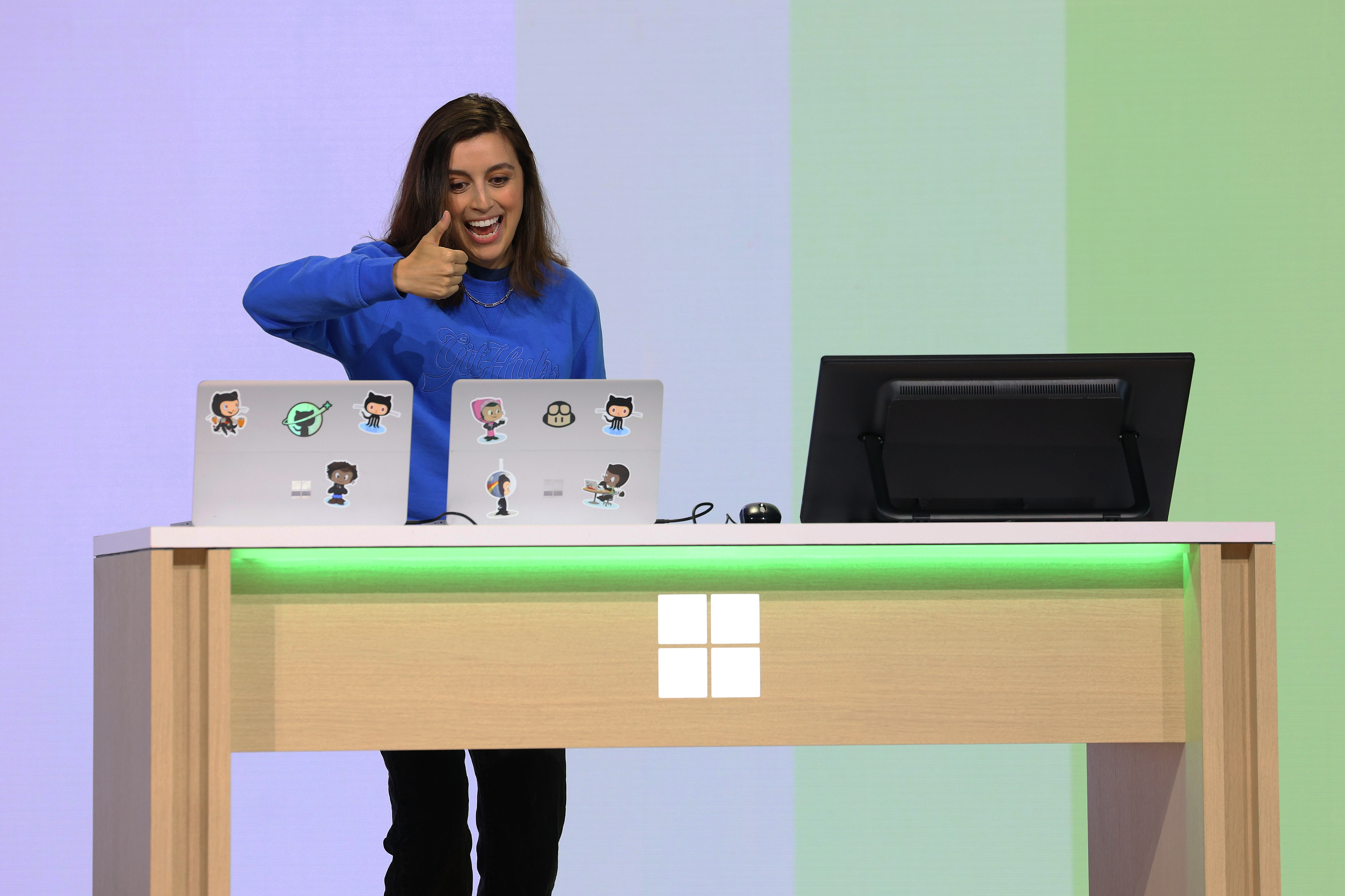 Thumbs up at the tech demo