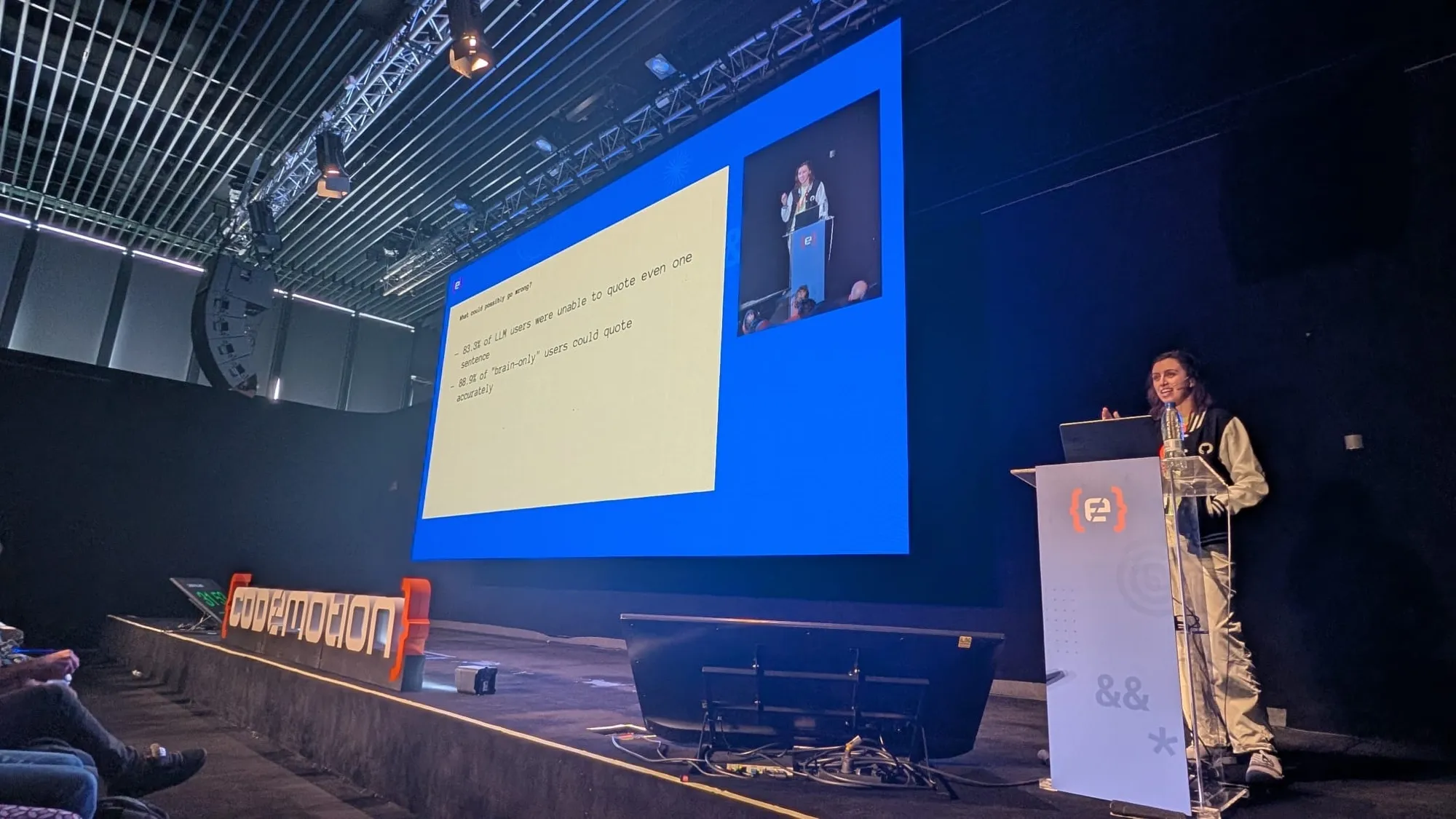 Cassidy on the keynote stage at Codemotion