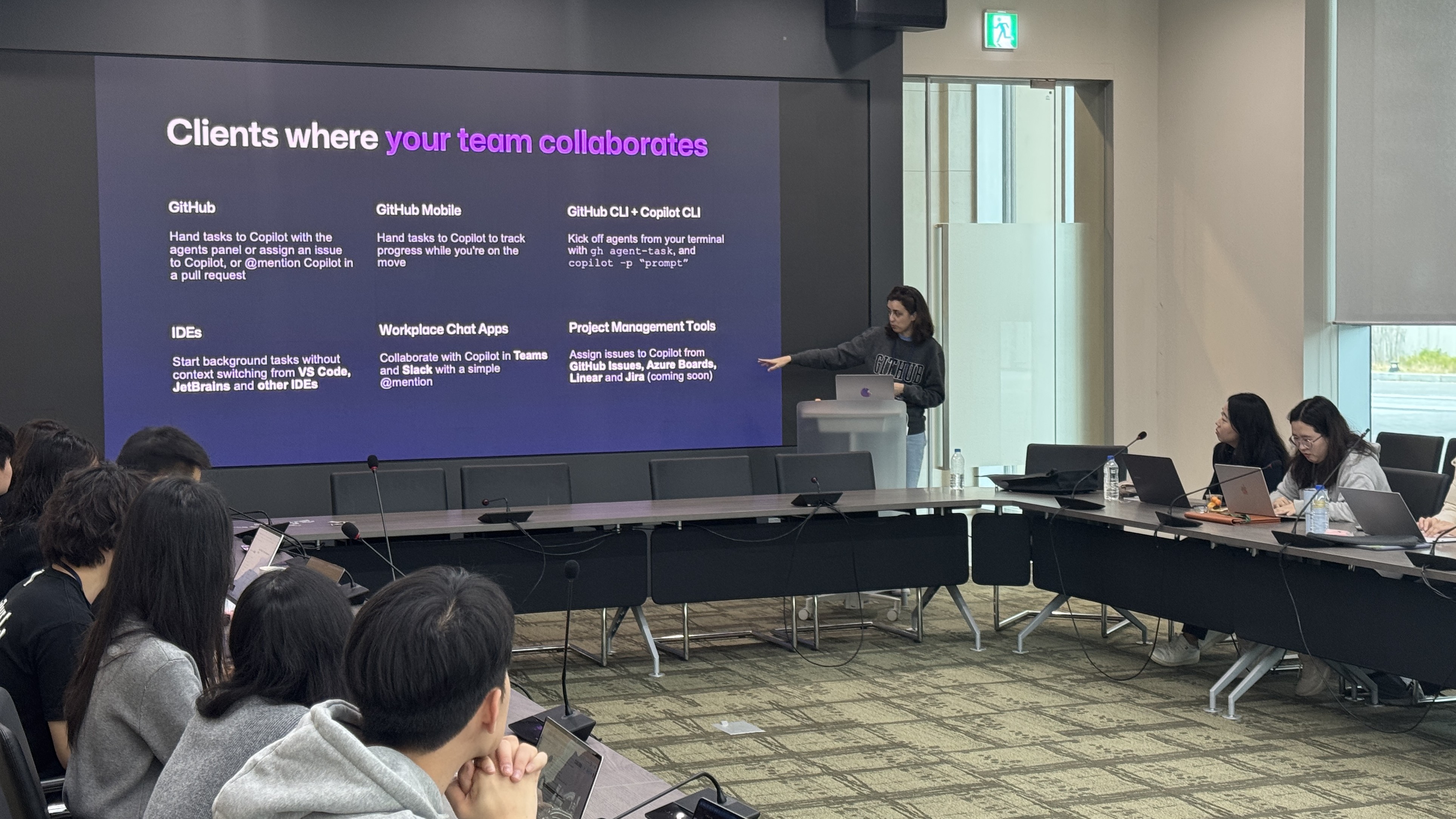 TechCamp talk showing the GitHub AI clients