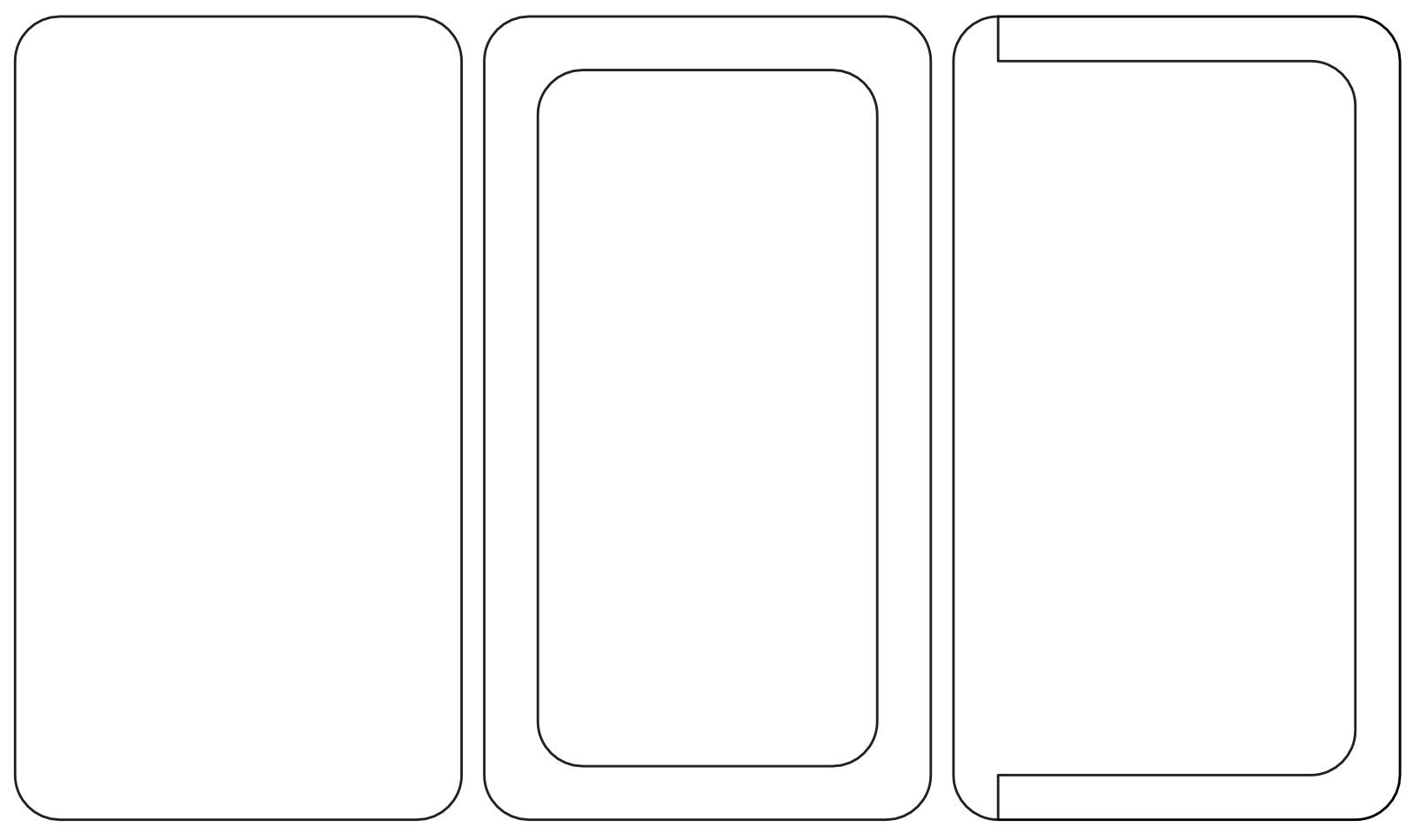The three frames for a wooden phone